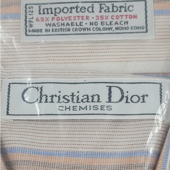 Christian Dior Vintage Striped Collar Long Sleeve Button Up Shirt NOS in Bag‎ - Picture 4 of 7